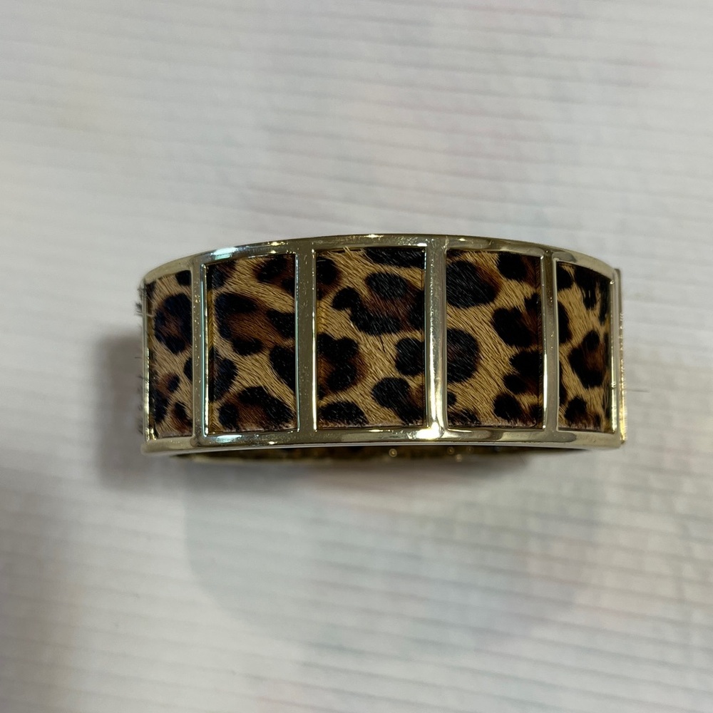 Banana Republic Leopard Calf Hair with Gold Accents Bangle Bracelet
